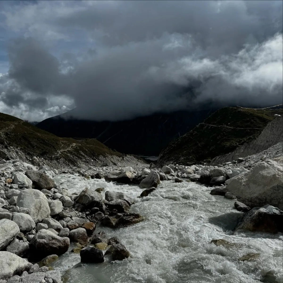Clouds over the descent.
