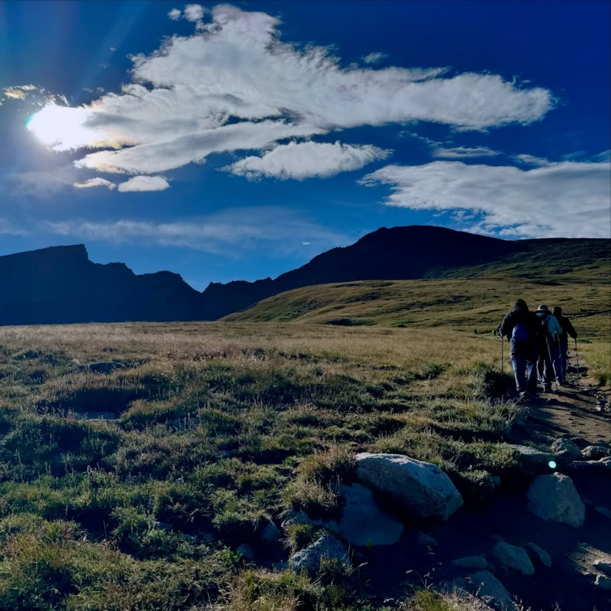 The trail and the mountains beyond.