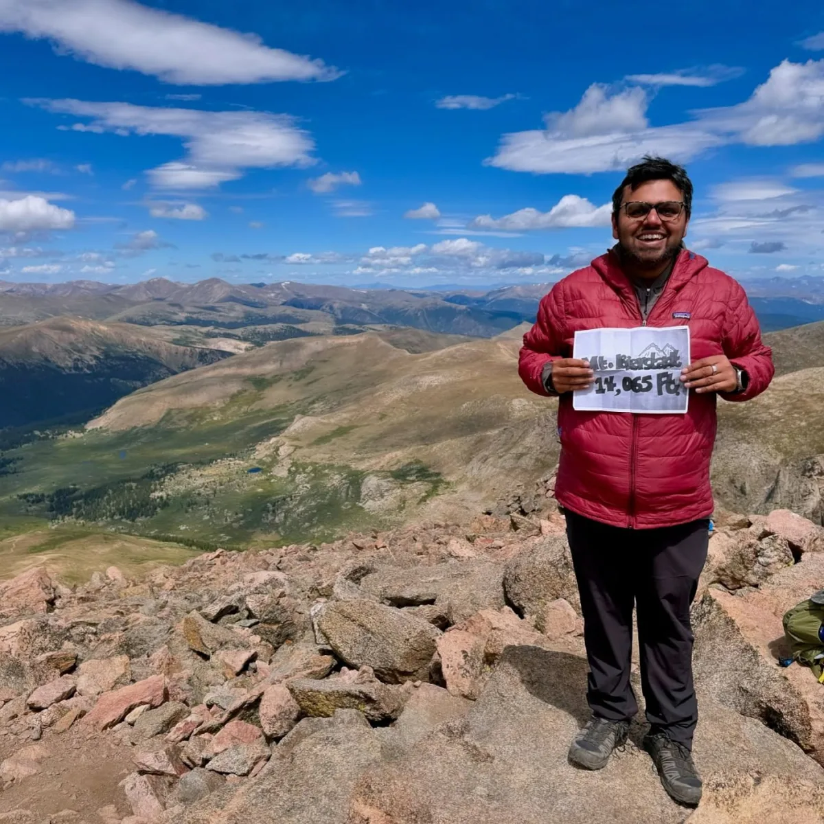 At the summit of Mount Bierstadt.