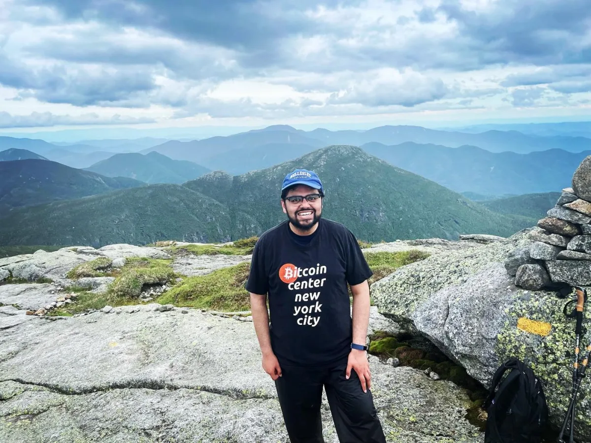 At the summit of Mount Marcy.